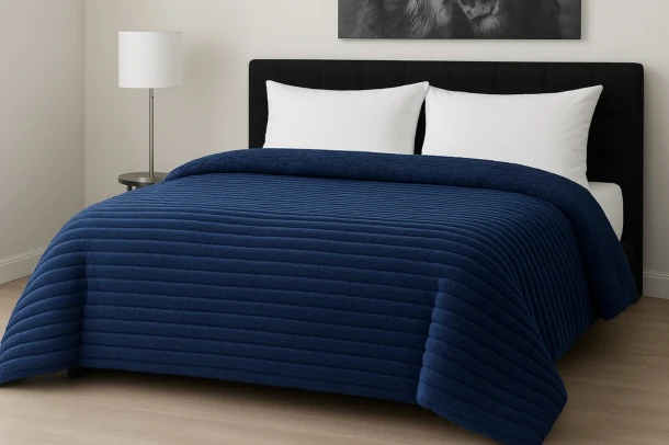 Κουβερτοπάπλωμα Flannel Comfort Μονό 160x220εκ. Rib Navy Le Blanc 7001044-26