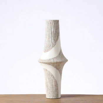 Βάζο Ανάγλυφο Polyresin Λευκό-Μπεζ ESPIEL 18x18x47εκ. FIK358
