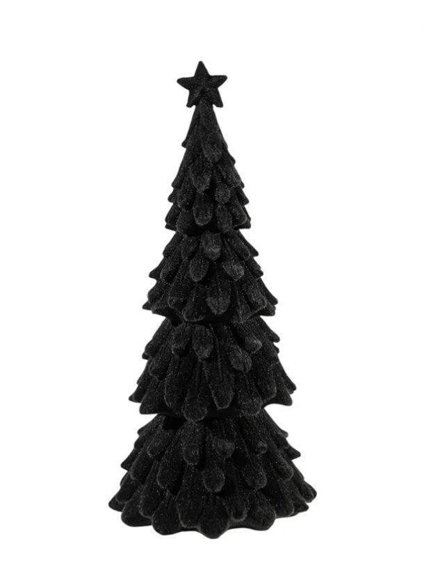 Χριστουγεννιάτικο Διακοσμητικό Δέντρο Polyester Βελούδινο Μαύρο 11x11x26εκ. Zen Collection 25.38.52075