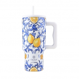 Θερμός Ανοξείδωτος Straw Tumbler XL 14,5x10x22,5εκ.-900ml Amalfi Coast Save The Aegean Estia 01-34832