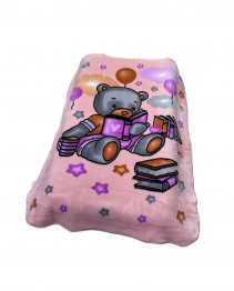 Κουβέρτα Κούνιας Βελουτέ Polyester 110x140εκ. Studying Bear 37 Pink DimCol