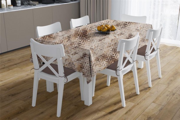 Σετ 2τμχ Τραπεζομάντηλο & Runner Polycotton Αλέκιαστο 140x220εκ.-40x220εκ. Skid Marks 472 Beige DimCol