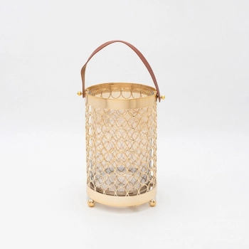 Φανάρι Μεταλλικό-Γυάλινο Χρυσό 14x22εκ. ESTHETI 819-00253