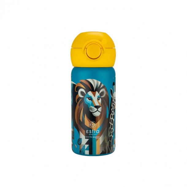 Θερμός Παιδικό Ανοξείδωτο Με Καλαμάκι Jungle 350ml-7x7x18εκ. Save The Aegean Estia 01-27537
