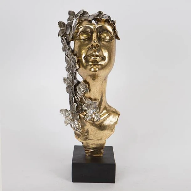 Διακοσμητικό Επιτραπέζιο Πρόσωπο Polyresin Χρυσό-Μαύρο-Ασημί 16,5x13x40εκ. ESTHETI 752-27027