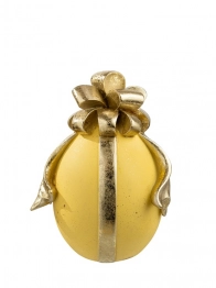 Διακοσμητικό Πασχαλινό Αυγό Με Φιόγκο Polyester Κίτρινο-Χρυσό 11,5x13x17,8εκ. Zen Collection 26.6.52445
