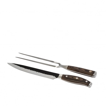 Σετ 2τμχ Μαχαίρι & Πιρούνα Ξύλινο-Ανοξείδωτο 20εκ. ESPIEL HAS101