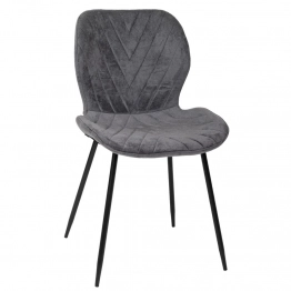 Καρέκλα Τραπεζαρίας Με Μεταλλικό Μαύρο Σκελετό Και Γκρι Ανάγλυφο Ύφασμα Elm Enclave 46x52x84εκ. iliadis 92087