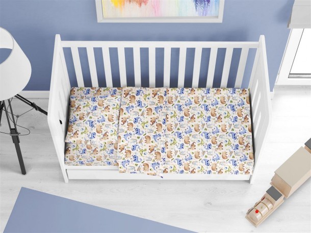 Πάπλωμα Βαμβακερό Κούνιας 120x160εκ. Dinosaur 517 Sky Blue Dimcol