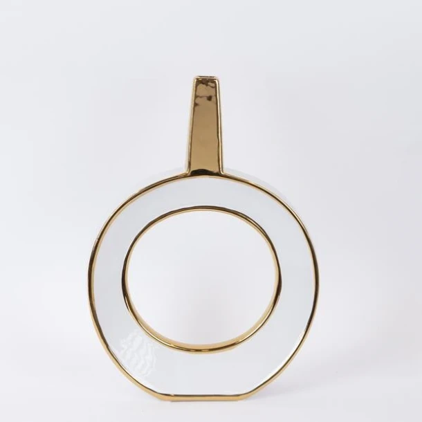 Βάζο Κεραμικό Λευκό-Χρυσό 27x16x38εκ. ESTHETI 752-20405