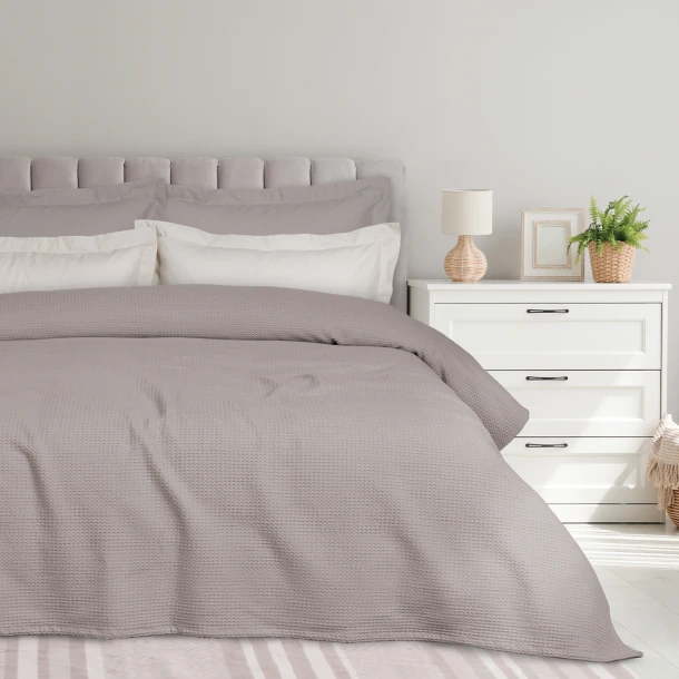 Κουβέρτα Polycotton Πικέ Υπέρδιπλη 220x240εκ. Blanket 0495 Taupe Das Home