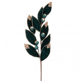 Χριστουγεννιάτικο Κλαδί Βελούδινο Σμαραγδί Με Μπάλες & Glitter 65εκ. iliadis 90396