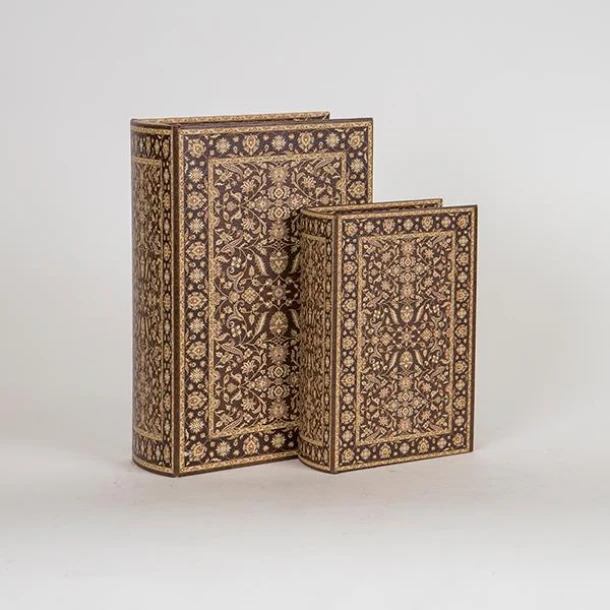 Διακοσμητικό Κουτί Βιβλίο Σετ 2τμχ Ξύλινο Καφέ 19x7x27εκ. ESTHETI 752-17061