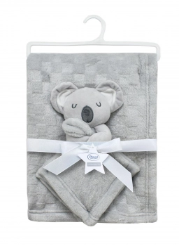 Σετ Κουβέρτα Fleece Αγκαλιάς-Λίκνου 75x100εκ. Με Νάνι-Πανάκι Παρηγοριάς 33x33εκ. Koala 10 Grey Dimcol