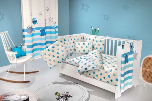 Σετ 3τμχ Βρεφική Προίκα Βαμβακερή Monsters Blue Saint Clair