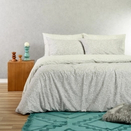 Σετ Σεντόνια Polycotton Με Λάστιχο 180x200+32εκ. Leo Aqua-Grey Casual Line Melinen 20005339