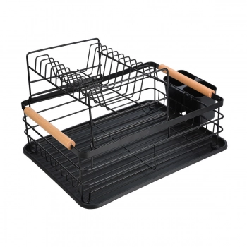 Πιατοθήκη 2 Όροφη Μεταλλική Μαύρη Bamboo Essentials 41x30x20εκ. Estia 01-23546