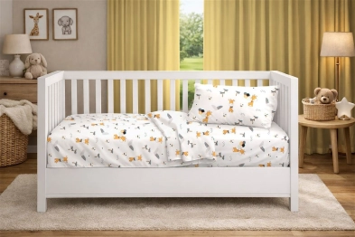 Παπλωματοθήκη Βαμβακερή Κούνιας 120x160εκ. Giraffe 711 White-Orange DimCol