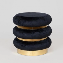 Σκαμπώ Βελούδινο Μαύρο-Χρυσό 41x41x40εκ. ESTHETI 750-10069