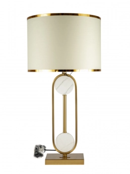 Φωτιστικό Επιτραπέζιο Λευκό-Χρυσό Με Ρίγες & Γυάλινες Μπάλες 35x69εκ. Zen Collection 24.35.51143