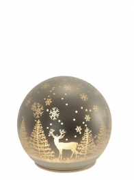 Χριστουγεννιάτικη Διακοσμητική Μπάλα Γυάλινη Με Led Ασημί 12x11,5εκ. Zen Collection 25.39.51819