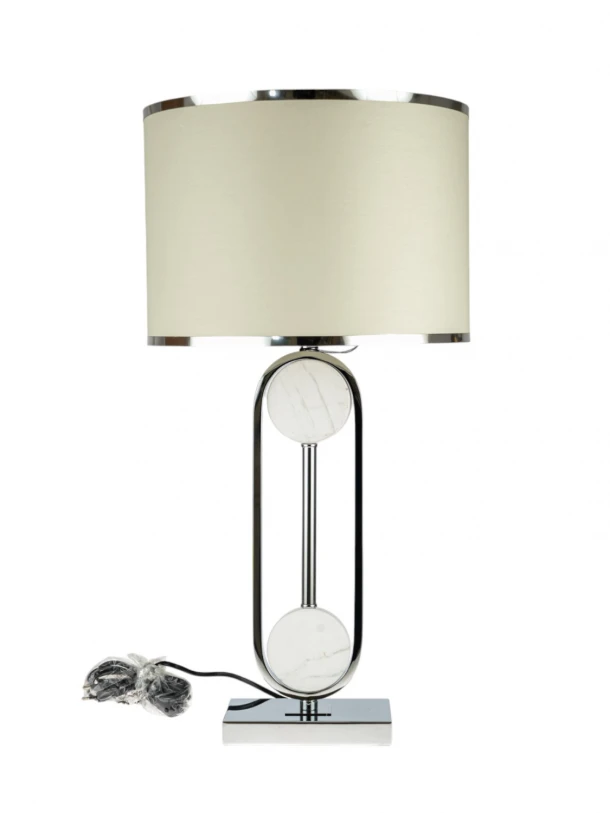 Φωτιστικό Επιτραπέζιο Ασημί-Λευκό Γυάλινες Μπάλες 35x69εκ. Zen Collection 24.35.51144