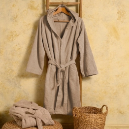 Μπουρνούζι Ενηλίκων Βαμβακερό Small Bloom Beige Melinen 20003878