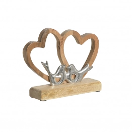 Διακοσμητικές Καρδιές Ξύλινες-Αλουμινίου Natural-Ασημί inart 20x5x16εκ. 3-70-357-0261