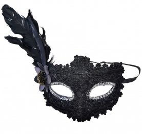 Μάσκα Κοκκάλινη Με Φτερό Και Δαντέλα 19x22εκ. Carnavalista 3-2674