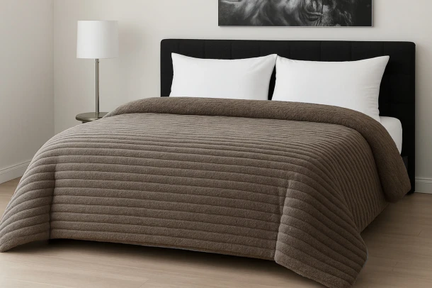 Κουβερτοπάπλωμα Flannel Comfort Διπλό 200x240εκ. Rib Mocca Le Blanc 7005196-10