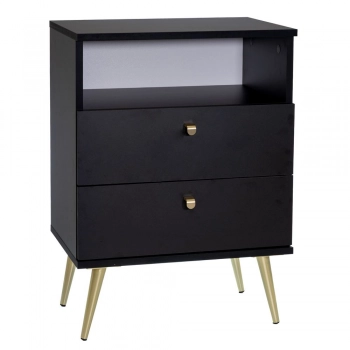 Κομοδίνο Ξύλινο Με Μεταλλικά Πόδια Μαύρο-Χρυσό Stolik 50x34x69εκ. iliadis 93749
