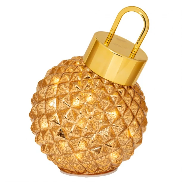 Διακοσμητική Χριστουγεννιάτικη Μπάλα Γυάλινη Χρυσή Περιστρεφόμενη Με Led Μπαταρίας Φ18εκ. iliadis 90913