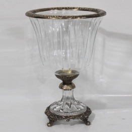 Διακοσμητικό Μπωλ Με Πόδι Γυάλινο-Μεταλλικό Αντικέ Χρυσό-Διάφανο 19x19x27εκ. ESTHETI 819-00417