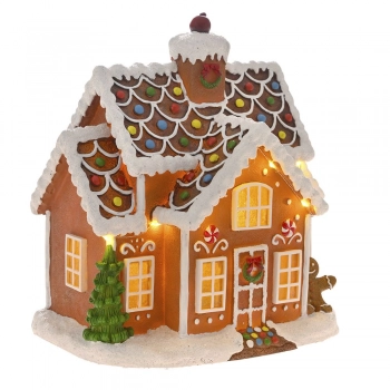 Χριστουγεννιάτικο Διακοσμητικό Σπίτι Με Φως Polyresin 25x17x27εκ. iliadis 82358