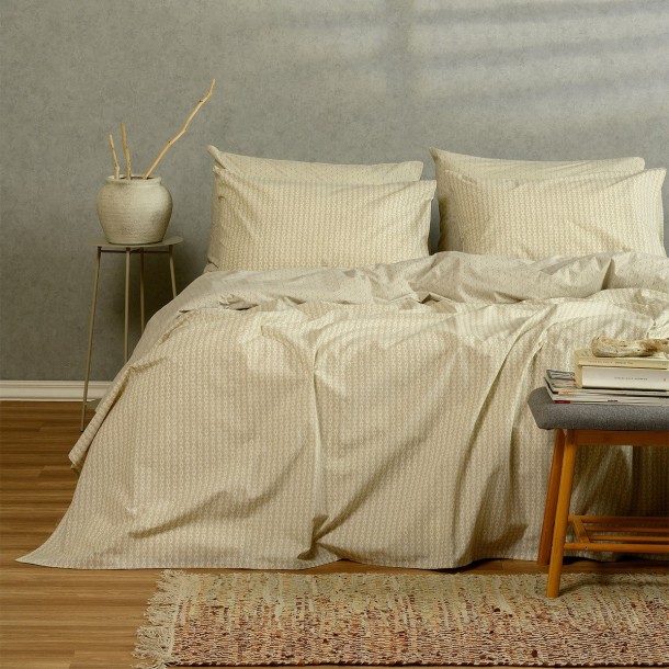 Σετ Σεντόνια Polycotton Υπέρδιπλα Με Λάστιχο 160x200+32εκ. Layla Beige Casual Line Melinen 20004731