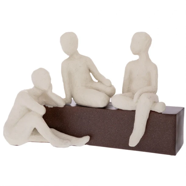 Διακοσμητικό Επιτραπέζιο Με Λευκές Φιγούρες Polyresin Που Κάθονται Σε Καφέ Βάση  iliadis 31x15x20εκ. 92332