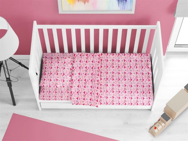 Σετ Σεντόνια Βαμβακερά Κούνιας 120x160εκ. Fox 525 Pink Dimcol