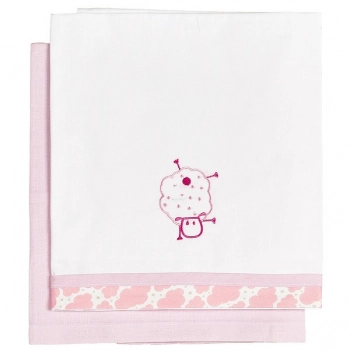 Σετ Σεντόνια 2τμχ Βαμβακερά Λίκνου 80x110εκ. Sheep Ροζ 23091