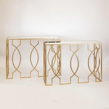 Κονσόλα Σετ 2τμχ Μεταλλική-Γυάλινη Χρυσή 107x35,5x79εκ./101,5x30,5x73,5εκ. ESTHETI 750-27015