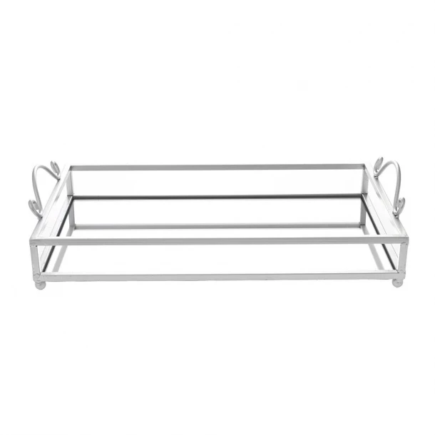 Δίσκος Με Καθρέπτη Μεταλλικός Ασημί 40x25x5εκ. iliadis 78085