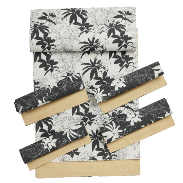 Σετ 5τμχ Runner & Σουπλά Linen-Polyester 45x180εκ./30x45εκ. Kitchen 0868 Black-White Das Home