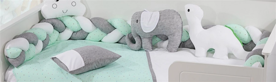 Πάντα Κούνιας Πλεξούδα Polycotton 220εκ. Τρίχρωμη 26 Grey-Mint DimCol