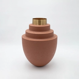 Βάζο Μεταλλικό Κεραμιδί-Χρυσό 26x26x34εκ. ESTHETI 819-00308