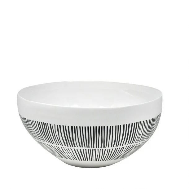 Διακοσμητικό Μπωλ Πορσελάνης Λευκό-Μαύρο ESPIEL 26,5x14,8εκ. NFU403