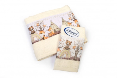 Σετ Πετσέτες 2τμχ Βαμβακερές Forest Animals 336 Ecru DimCol