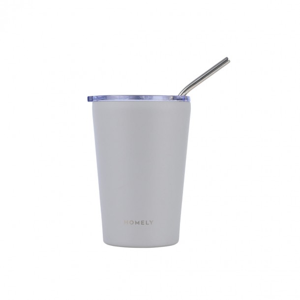 Θερμός-Ποτήρι Ανοξείδωτο Coffee Mug Homely Pebble Gray 400ml-9x8,5x13εκ. Estia 01-32630
