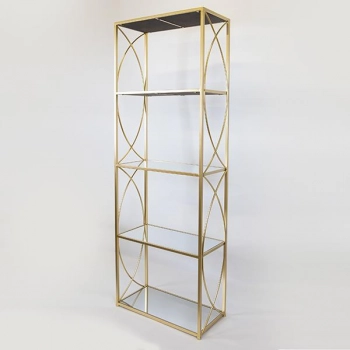 Ραφιέρα Μεταλλική-Γυάλινη Χρυσή 61x28x177εκ. ESTHETI 750-31513