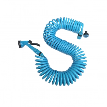 Σετ Λάστιχο Ποτίσματος Σπιράλ 15m Με 4 Λειτουργίες Γαλάζιο Terra Estia 00-31152