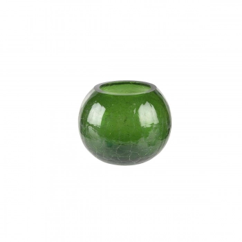 Κηροπήγιο Γυάλινο Κρακελέ Πράσινο Art Et Lumiere 7,5x6,5εκ. 04603