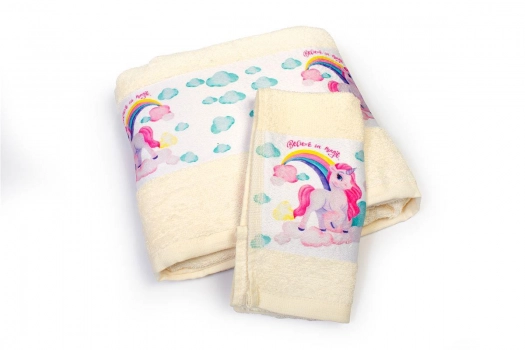 Σετ Πετσέτες 2τμχ Μπεμπέ Βαμβακερές Magic Unicorn 317 Ecru DimCol